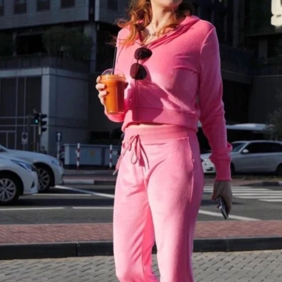 Aerie Dreamy Velour Low Rise Sweatpants w Matching Zip Up Hoodie Y2K - Picture 1 of 11